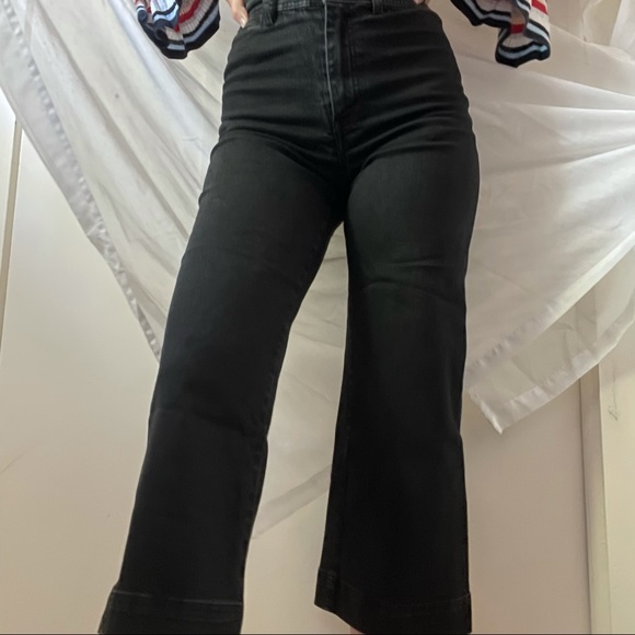 H&M black cropped wide leg jeans - Picture 4 of 4